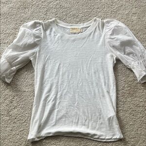 Nation Los Angelas White Puff Sleeve Tshirt Top small